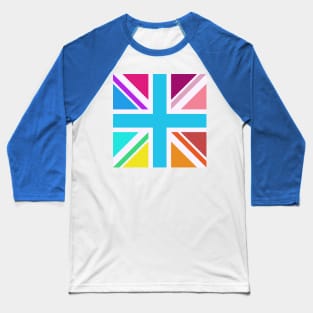 Square Union Jack Flag Multicolored Baseball T-Shirt